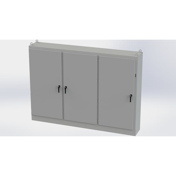 3 Point Latch with Coinproof/Padlock Handle Electrical Enclosures, 84 in H, 18 in D, 117-1/2 in W
